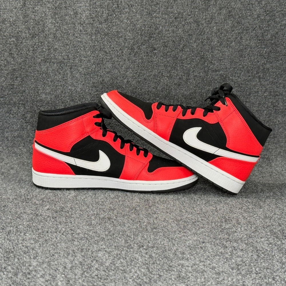 Jordan 1 Mid Shoes Men 10.5 Infrared 23 Red Black Athleitc Retro Hooping Sneaker - Picture 9 of 14